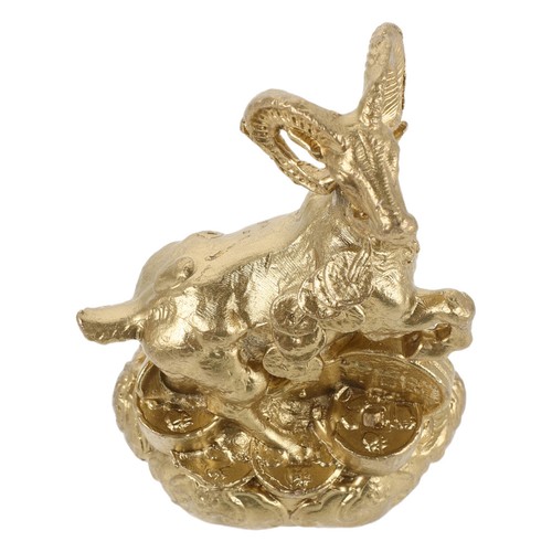 Miniature brass goat statue - miniature,