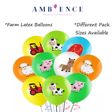 Farm Animal Balloons Birthday Party Helium or Air Sheep Cow Horse Pig Tractor