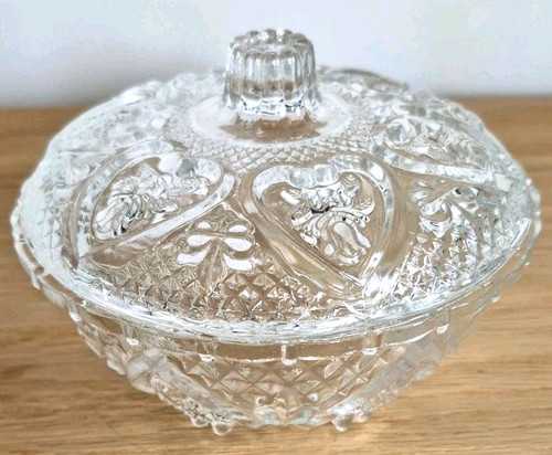 Vintage pressed glass powder - glass,