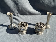 Pretty Set 4 Silver Plated Flower Bowl Posy Bud Vases Made In England