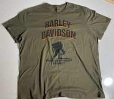 Vintage Harley-Davidson Wounded Warrior Project T-Shirt XL Army Green USA Made