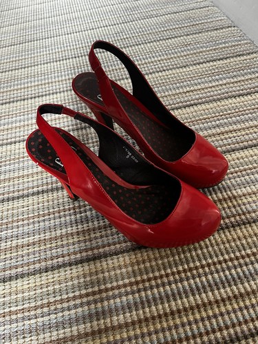 Faith red patent slingback