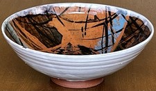 Studio Pottery Footed Bowl Hand Made 19.8 cm Diameter  Makers Mark
