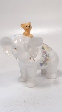 Aynsley Porcelain Elephant with Cub Figurine Floral Design Collectible Ornament