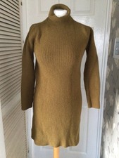 Zara Olive Green High Neck Chunky Jumper Dress Size Medium