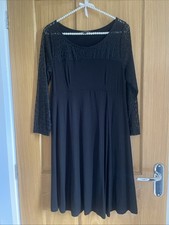 Isabella Oliver Designer Maternity Dress SIZE 3 (12) Black Jersey & Lace Sleeves