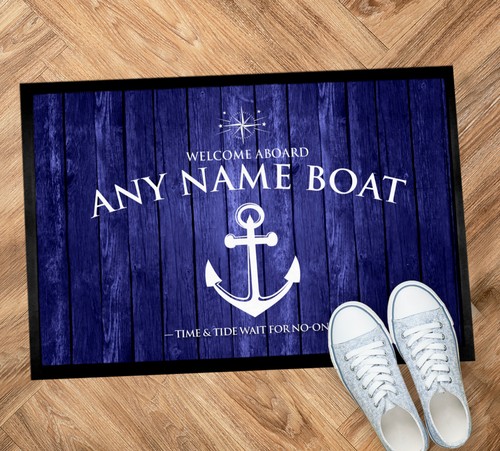 Personalised boat mat blue - boat,