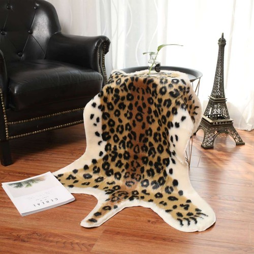 Leopard area rug leather - leopard,