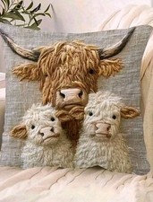 2 X Beautiful Highland Cow Calves Calf Cushion Covers Decorative cushions 