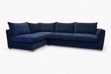 Hambledon Left Corner Open End Sofa, Easy Clean Velvet Navy