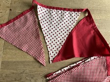 Birthday Pennants Banner Party Bunting  Red White Check Spots 3 Metres Long