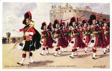 Pipes And Drums Of The Black Watch Royal Highland Regiment Vintage Postcard