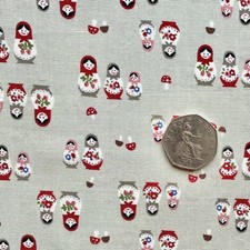 Kokka Trefle matryoshka (Russian doll) quilting/ craft/dress fabric remnants x3