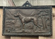 ANTIQUE BRONZE GERMAN SHEPHERD DOG PLAQUE SCULPTURE 17x10cm, 1900s FRITZ DILLER?