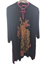 Dress Butler & Wilson Embroidered Peacock Black Pink Medium