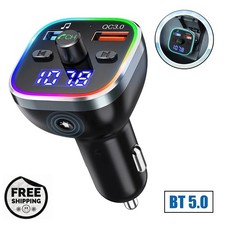 Bluetooth 5.0 Wireless Car FM Transmitter MP3 Player Radio 2 USB Charger Adapter