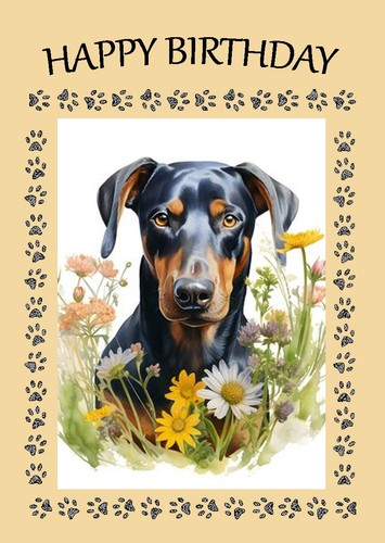 Doberman dog birthday card - doberman,