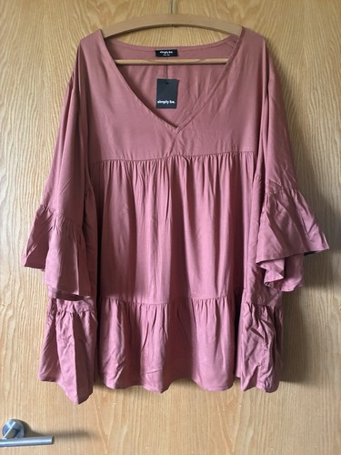 Neck blouse smock - smock, terracotta