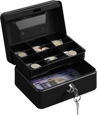 Money Box with Key - 6 inch Money Tin with Lock - Small Lockable Cash Box