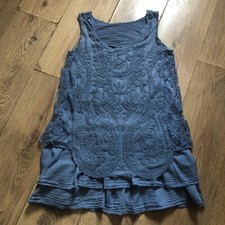 Italian Blue Lace & Layers Blue Ladies Mini Dress Size S