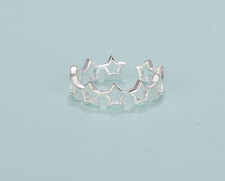 925 Sterling Silver Plated Joined Star Fully Adjustable Open Pinky Ring Gift UK