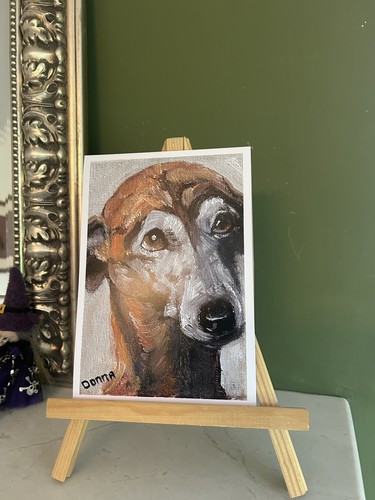 Greyhound portrait oil - portrait, in