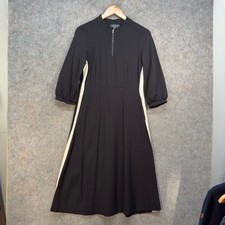 Wyse London Maxi Dress Womens UK 12 Black Cream Stripe Nylon Blend Stretch Zip