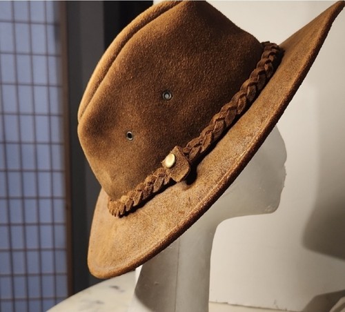 Vtg henschel hat brown suede - henschel,
