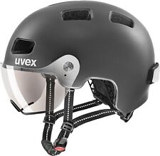 uvex Unisex-Adult, rush visor bike helmet, dark silver mat, Size 55-58 cm