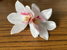 White Pink Orchid Hair Clip Bridal Wedding Flower Bride Bridesmaid Flower Girl