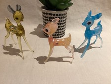 Vintage Small Handmade Blown Glass Deer Figurines Murano Glass Style