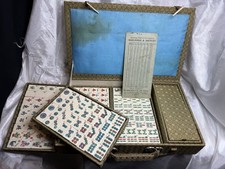 Vintage Mahjong Set in a Fabric Covered Wooden Case