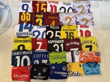 3Ox OFFICIAL FOOTBALL SHIRTS BUNDLE JOBLOT with NAME SETS - GOOD CONDITION
