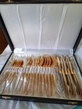 Solingen German Remalux 18/8 Boxed Set 6 Place Setting Gold Colour Cutlery