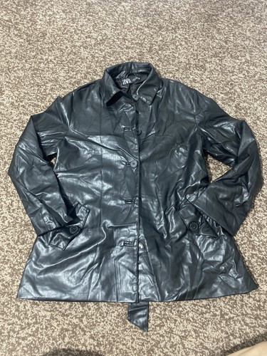 Zara womens black faux leather - zara,
