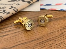 Men's Gold Army .308 Brass Bullet Cufflinks Jewellery Wedding Dance Best Man