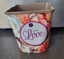 Square Rounded Plastic Rose Design Flower Plant Pot - W17cm X H19CM