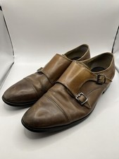 Jeff banks London Grosvenor Brown leather Dress Shoes Size 43 / 9 With Buckles