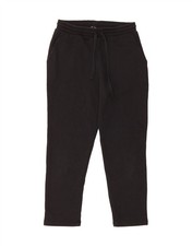 ZARA Womens Crop Tracksuit Trousers UK 8 Small  Black Cotton DA05