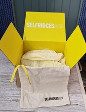 Selfridges Small Linen Drawstring Bag plus used packaging Box and Tissue Paper