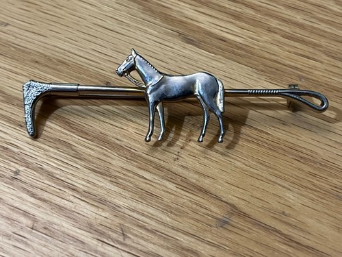 Horse crop brooch pin racing - horse, &