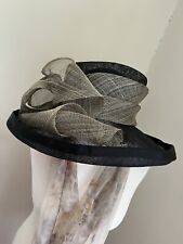 Ladies formal hat ~ A Hat Studio Design ~ Black With Taupe ~ wide brim  Wedding 