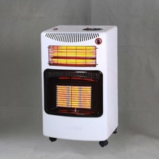 WHITE 4.2KW PORTABLE FIRE CALOR GAS HEATER CABINET BUTANE W/ FREE REGULATOR HOSE