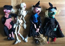 4x Vintage Pelham Puppets Skeleton Hansel Gretel Green Witch Witches Halloween