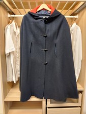 NAVY DUFFLE CAPE COAT JACKET