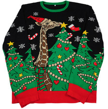 Christmas Festive Giraffe LED Ugly Xmas Light Up Jumper Men Women Unisex  XL
