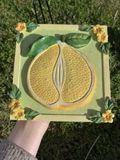 Lovely Lemon Vintage Bhs Hand Painted Plaque Wall Tile Kitchen Home Decor