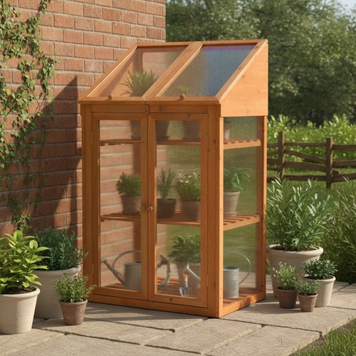 Ghwood wooden greenhouse 120cm - wooden,