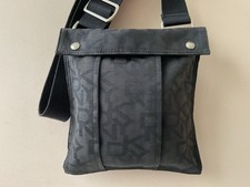 DKNY ladies black monogrammed messenger shoulder bag