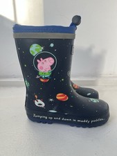 Infant Peppa Pig Splash Wellingtons Navy Space Blue Size 10
